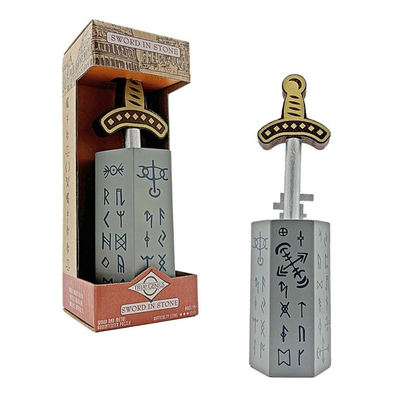 Project Genius Sword in Stone 3D Blind Maze Brainteaser, Wooden Mechanical Puzzle, Gift for Kids 8+, Teens, and Adults - True Genius Series Inspired by Historic Artifacts