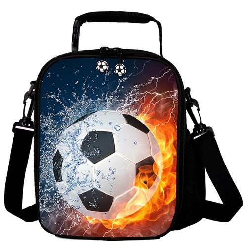 GOXUNYUAN Lunch Tote, 2019 Upgrade Insulated Football Lunch Bag- Waterproof Reusable Lunch Box Portable Meal Bag Ice Pack for Kids Boys Girls -Black