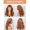 Domiso 26 Inch 13x4 HD Lace Front Wigs Human Hair Pre Plucked with Baby Hair Transparent Glueless Brazilian Blonde to Brown Body Wave Frontal Wigs for Women Natural Black Color
