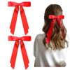 Ayesha Red Hair Bows Clips Red Satin Ribbon Bows with Long Tail Christmas Hair Bows Barrettes Hair Accessories for Women Girls 2pcs red bows