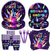 YJRJSC Bowling Birthday Party Supplies - Bowling Party Decorations Tableware, Paper Plate, Cup, Napkin, Fork, Strike Up Some Fun Bowling Ball Birthday Baby Shower Decorations Dinnerware | Serve 24