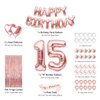 15 Party Supplies Rose Gold 15th Birthday Decorations for Girls with Happy Birthday Balloon Banner and Digit Balloons Including Latex and Confetti Balloons