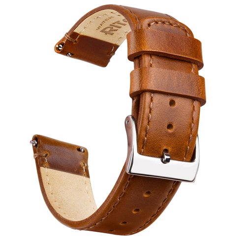 Ritche 20mm Classic Genuine Watch Band Quick Release Vintage Leather Watch Strap Black Genuine Leather Watch Bands for Omega x Swatch Moonswatch for Men Women, Valentine's day gifts for him or her