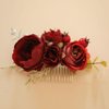 Fangsen Red Berry Rose Silver Gold Eucalyptus Leaf Burgundy Hair Comb Festival Headpiece Christmas Hair Baubles for Holiday Cosplay Women Party (#01)