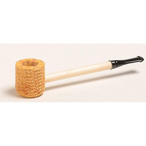 Missouri Meerschaum Short Stop Straight Amber or Black Stem Corncob Pipe (Black)