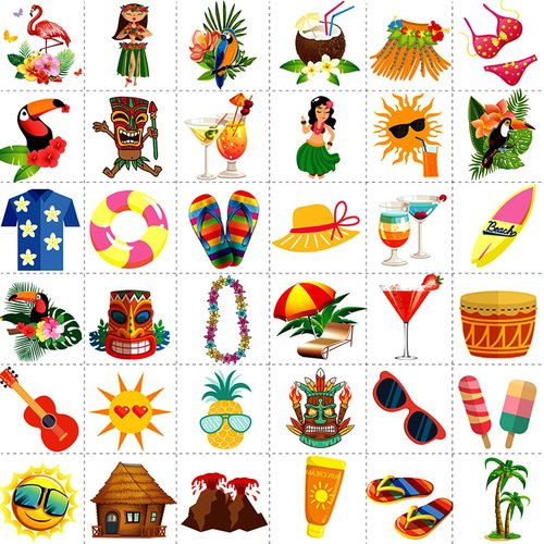JEEFONNA 90PCS Temporary Tattoo for Kids (No Repeat Designs), Summer Pool Party Hawaiian Luau Themed Tattoos, Tropical Beach Tattoos Waterproof Temporary Tattoos Stickers for Adults and Children