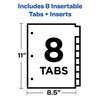 Avery Big Tab Insertable Plastic 2 Pocket Dividers for 3 Ring Binders, 8 Tab Set, Bright Two-Tone Multicolor, Works with Sheet Protectors, 1 Set (11989)