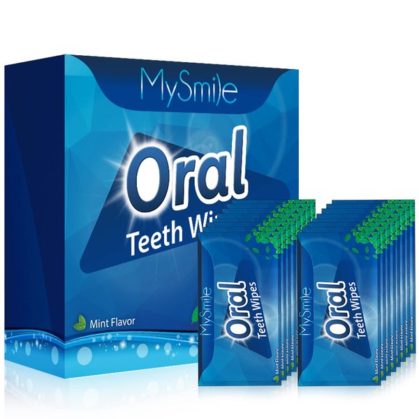 MySmile 100pcs Teeth Wipes Disposal Finger Brush Deep Cleaning Teeth Wipes Oral Brush Up Tooth Wipes ​for Teeth Cleaning, Mint Flavor