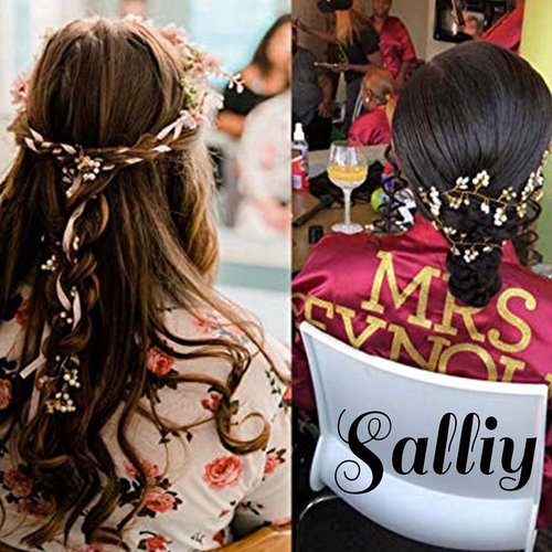 Salliy Wedding Hair Comb Silver Leaf Bridal Hair Piece Silver Rhinestone Hair Accessories for Women and Girls (E)