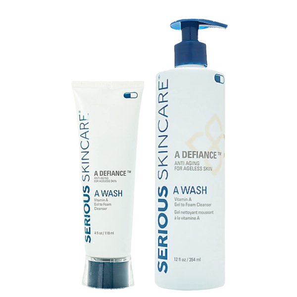 Serious Skincare - Vitamin A Face Wash - Gel to Foam Cleanser - Gently Cleans Impurities From Pores - Makeup Removal - Skin Soothing Botanical Extracts - Papaya Fruit - 12 oz. + 4 oz. (2 Pack)