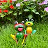 Cruis Cuka Metal Yard Art Garden Decor for Outside Cute Frog Lawn Patio Ornaments Backyard Porch Decorations - Set of 2(Yellow,Green)