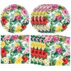 DURYGEN 40PCS Hawaiian Luau Party Decoration, Luau Decoration Aloha Tropical Palm Leaves Tableware Supplies Hawaii Disposable Plates, Napkins, Party Supplies for Birthday Summer Kid