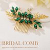 YBSHIN Bride Wedding Rhinestone Hair Comb Gold Leaf Hair Piece Crystal Bridal Hair Accessories for Women