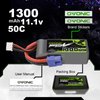 OVONIC 3s Lipo Battery 50C 1300mAh 11.1V Lipo Battery with EC3 Connector for RC Airplane Helicopter Quadcopter FPV Racing Drone