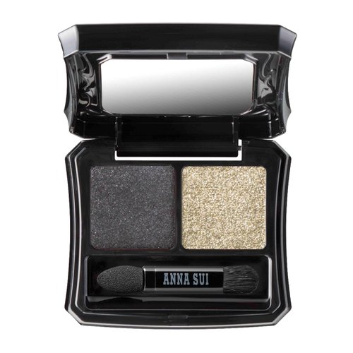 ANNA SUI - Eye Color Compact - Two-Tone Eye Shadow Fillers for Eyeshadow Palette - Black and Gold Long-Lasting Eye Makeup - 04 Black Cat x Full Moon - 0.05 oz.