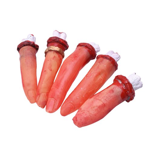 TUDACVTE Bloody Severed Fingers Fake Finger Realistic Severed Fingers Body Parts Props for Halloween, Haunted House, Theater, Tricks Party Decorations Supplies 5Pcs