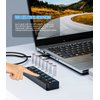 USB 3.0 Hub, PANPEO 7-Port USB Data Hub Splitter with 3ft Long Cable USB Extension for Laptop,PC Computer,Surface Pro, PS4/5, Flash Drive, Mobile HDD - with LED Individual On/Off