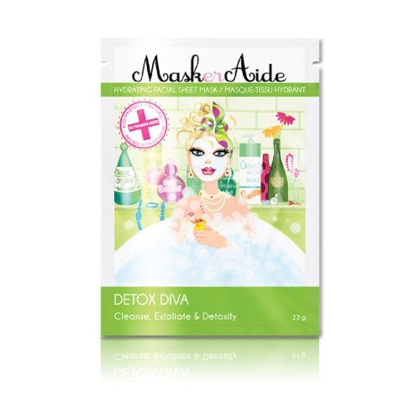 MaskerAide Detox Diva, Detoxifying Face Mask with Green Tea for Acne & Blemishes, Exfoliate & Detoxify, Korean Skincare, 1 Pack