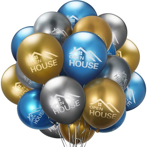 HyDren 72 Pcs Open House Balloons House for Sale Balloons 15.7 Inches Metallic Balloons for Real Estate Balloons Supplies Signs for Open House Yard Sign House Signs