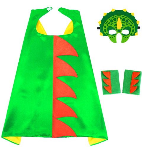 D.Q.Z Dragon Cape Costume for Kids Dinosaur Toys for 4 Years old Boys Birthday Gifts, Dinosaur Mask Girls Dress Up Clothes (Green-Yellow)