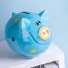 JYPHM Ceramic Piggy Bank for Kids Coin Bank for Boys and Girls Unique Birthday Gift Nursery Decor Piggy Banks Blue (5x5x4inch)