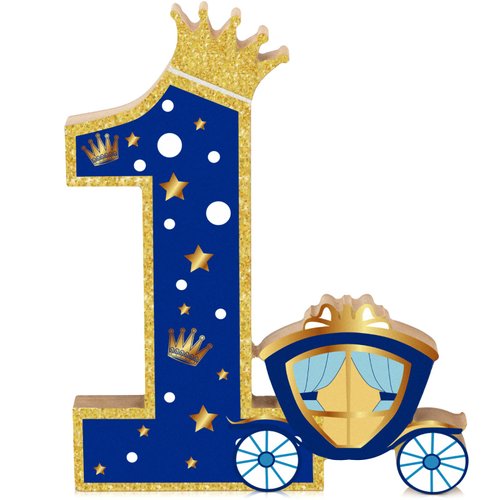 Prince Number 1 Wooden Sign Royal 1st birthday Table Centerpiece Prince First Birthday Party Deco...