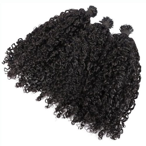 RJ Hair Sassy Curly I Tip Hair Extensions 100 Strand Brazilian Microlinks Human Hair Keratin Fusion Stick I Tip Hair For Women (20inch 100strand, Natural Color)