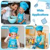 R HORSE 2 Pcs Kid Apron and Chef Hat Set, Adjustable Children Blue Kitchen Apron Cooking Baking Painting and Training Kits Dress up Role Play Chef Toy Kid Funny Cooking Gift New Year