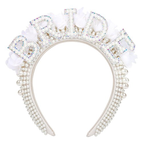 Semato Bachelorette Party Favors - Flower Pearl Bride Headband, Bridal Shower Decorations and Gifts for Women