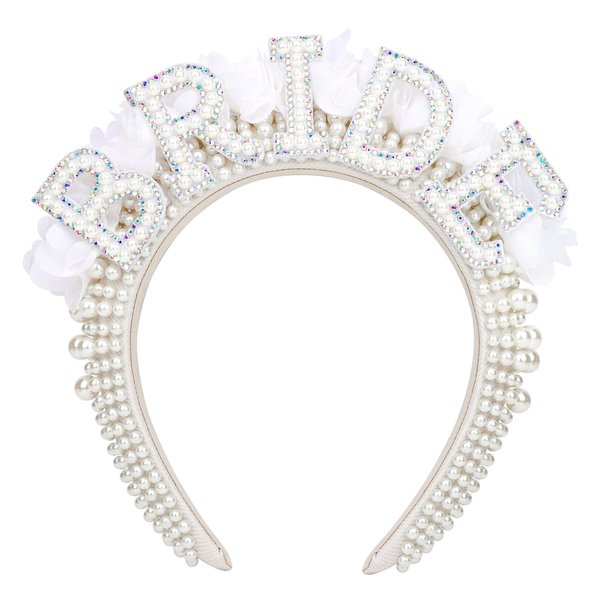 Semato Bachelorette Party Favors - Flower Pearl Bride Headband, Bridal Shower Decorations and Gifts for Women