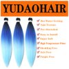 Pre Stretched Braiding Hair 26 Inch Ombre Red Kanekalon Braiding Hair Extensions Hot Water Setting Crochet Box Braids Hair (26 Inch (Pack of 3), Black-Blue-Sky Blue)