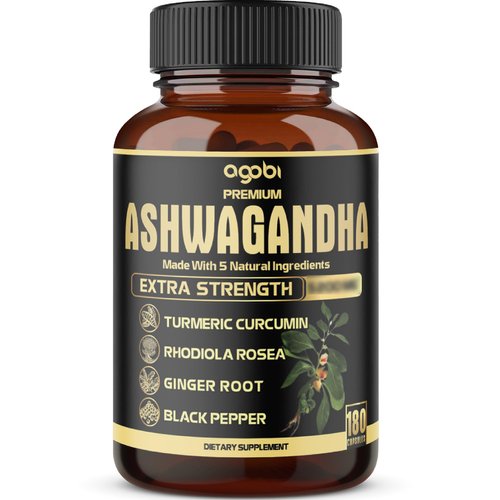 5in1 Premium Ashwagandha Capsules - High Extracted - Added Turmeric, Rhodiola Rosea, Ginger, Black Pepper - Strength, Spirit & Immune Support - 180 Caps for 6 Months