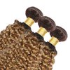 Ombre Honey Blonde Human Hair Bundles T4/27 Kinky Curly Bundles Mixed Length 3 Bundles 26 28 30 Inch 2 Tone Brown and Honey Blonde Bundles Brazilian Unprocessed Virgin Human Hair Extensions