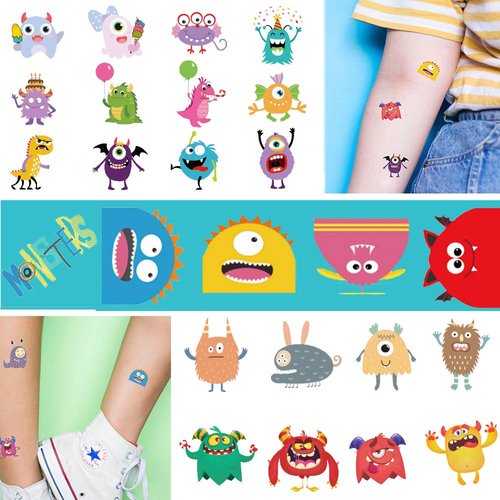 Ooopsi Monster Temporary Tattoos for Kids - More Than 120 Tattoos - Cute Cartoon Tattoos Sticker ...