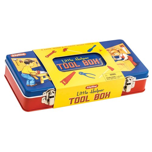 Schylling Toy Tin Tool Box with Tools - Metal Case Including 6 Tools - Ages 3+