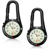Hicarer 2 Pieces Clip on Quartz Watch Backpack Fob Belt Watch Glow in The Dark Unisex Pocket Watch with White Dial for Doctors Nurses Outdoor Activities (Black)