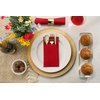 Disposable Linen-Feel Dinner Napkins with Built-in Flatware Pocket, 50-Pack BRIGHT RED Prefolded Cloth Like Paper Napkins For Christmas, Dinner, Wedding Or Party [Silverware NOT Included]