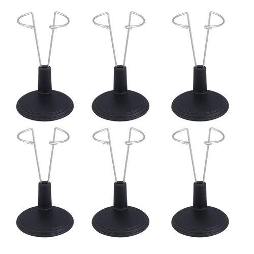 6Pcs Doll Stands Display Holder Doll Bracket Support Teddy Bear Stand for 15cm Doll-Black