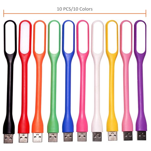 EBYPHAN Mini USB Light for Keyboard, Flexible USB Laptop Light, Adjustable USB Lamp for Notebook Computer(Gooseneck Structure, LED Lighting Source, 10-Pack)