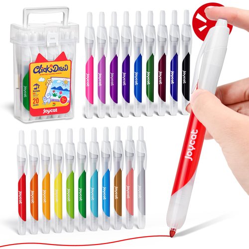 JoyCat Click Washable Markers for kids with Retractable Tips,20 Colors Markers Set,retractable ma...
