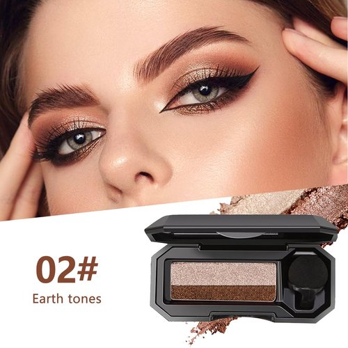 Dual Color Eyeshadow,Waterproof Glitter Eye Shadow,Smooth Texture Highly Pigmented Dual-Color Eyeshadow Eyeshadow Shimmer Long Lasting For Eye Makeup(02#)