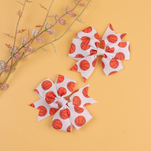 Football Hair Clip Girls Soccer Bow Clip Sport Hair Bow Hair Accessories TSFJ50 (Basketball)