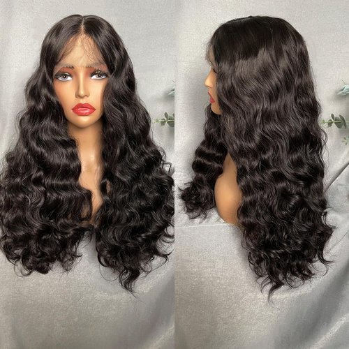 SOKU Long Loose Wave Lace Front Wigs with Baby Hair 26 Inch Dark Brown Curly Lace Front Wigs for Black Women Transparent Lace Wigs Synthetic Wavy Wigs for Girls