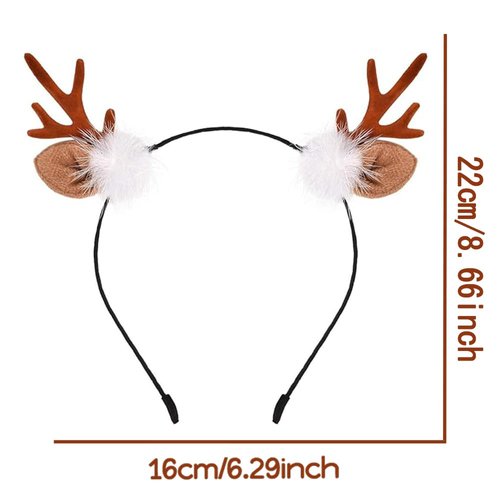 Macute Christmas Deer Antlers Headbands Christmas Hair Band Headdress Brown Deer Antlers Hair Hoop Christmas Hair Accessories for Women Holiday Party Costume Headwear 1PCS (brown antler, universal)