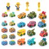 SeventhDuck Mini Cars 26PCS, Pull Back Racing Toy Car Set, Racing Toy Vehicles Mini City Cars with Roadblocks and Characters, Party Favors Birthday for Boys Girls Kids