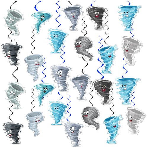 24 Pack Tornado Hanging Swirls Tornado Spirals Tornado Hanging Decorations Ceiling Decor for Tornado Birthday Party Decorations Tornado Party Supplies