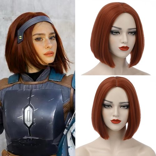 Ufindcos Ginger Wig Bob Wig Short Straight Hair Wigs Middle Part for Women Girls Synthetic Heat Resistant Halloween Costume Party Wig with Wig Cap