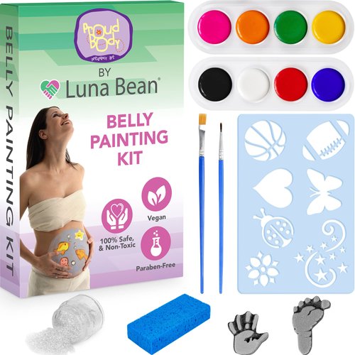 Luna Bean Pregnancy Belly Painting Kit – Made with Vegan, Paraben Free, Safe and Non Toxic Body Paint - Perfect Gift for Baby Shower, Expecting Mom to Be Gifts