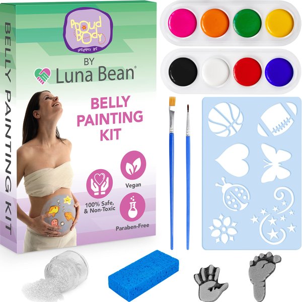Luna Bean Pregnancy Belly Painting Kit – Made with Vegan, Paraben Free, Safe and Non Toxic Body Paint - Perfect Gift for Baby Shower, Expecting Mom to Be Gifts