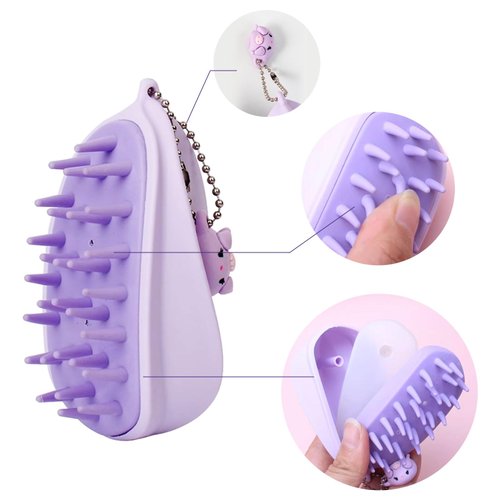Scalp Exfoliator Brush for Dandruff Removal, Scalp Massager for Hair Growth, Wet Dry Hair Brush for Soft Silicone Scalp Care, Suitable for Men & Women (2pcs Green+Purple)